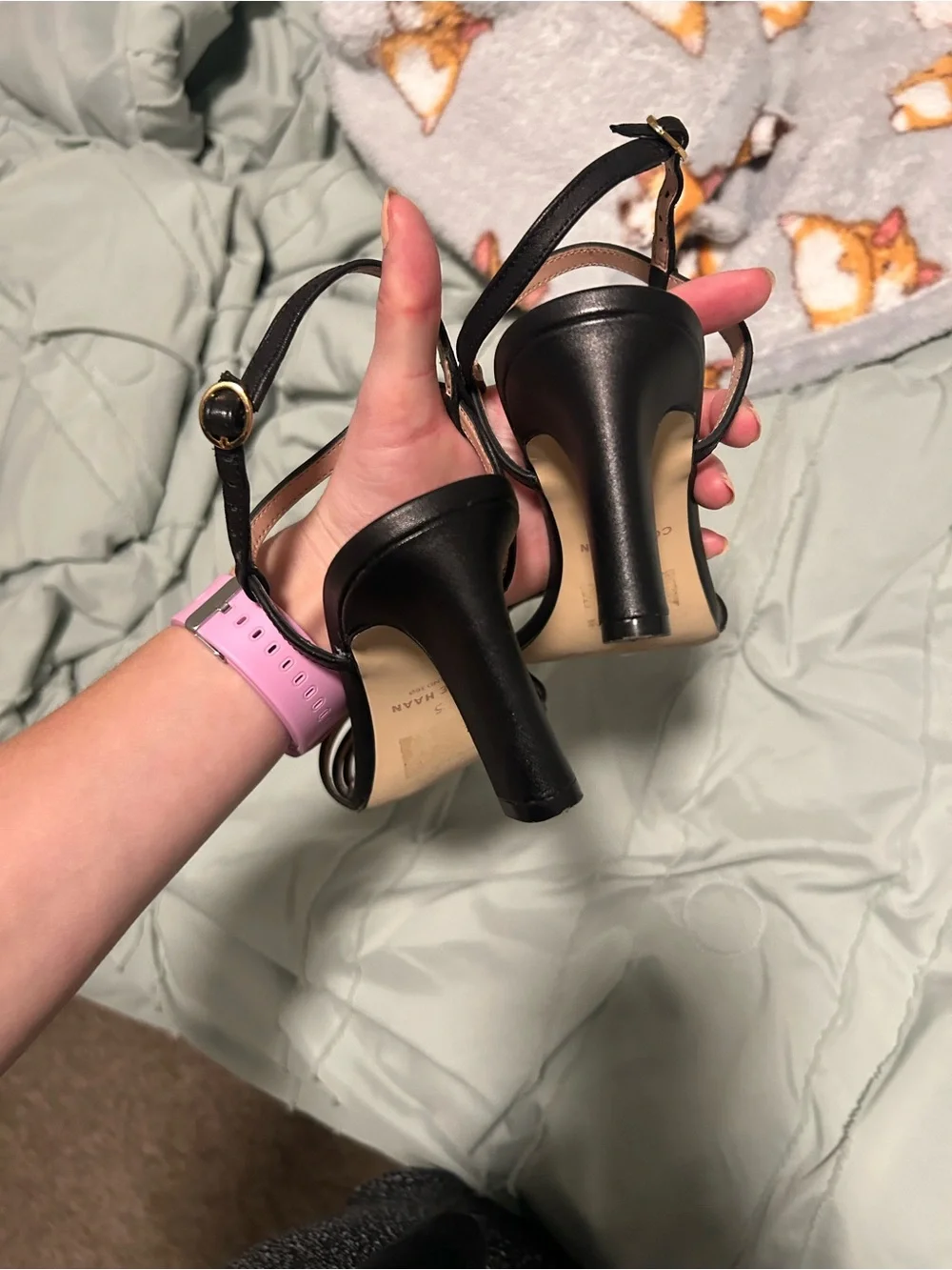 Cole Haan Black Strappy Ankle-Wrap Heels